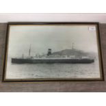 A N EARLY 20TH CENTURY PHOTOGRAPH OF AN OCEAN LINER, ALONG WITH A PRINT OF A SHIP