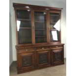 A LARGE LATE VICTORIAN MAHOGANY BOOKCASE