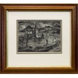 RAIN, PORT BANNATYNE, BUTE, AN ETCHING BY CHARLES MURRAY