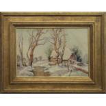 SNOW SCENE IN KENT, A WATERCOLOUR BY JOHN WILSON