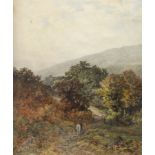 TRAVELLER IN THE FOREST, AN ENGLISH WATERCOLOUR