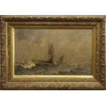 SAILBOATS IN ROUGH SEAS, AN OIL BY JOHN CAMPBELL MITCHELL