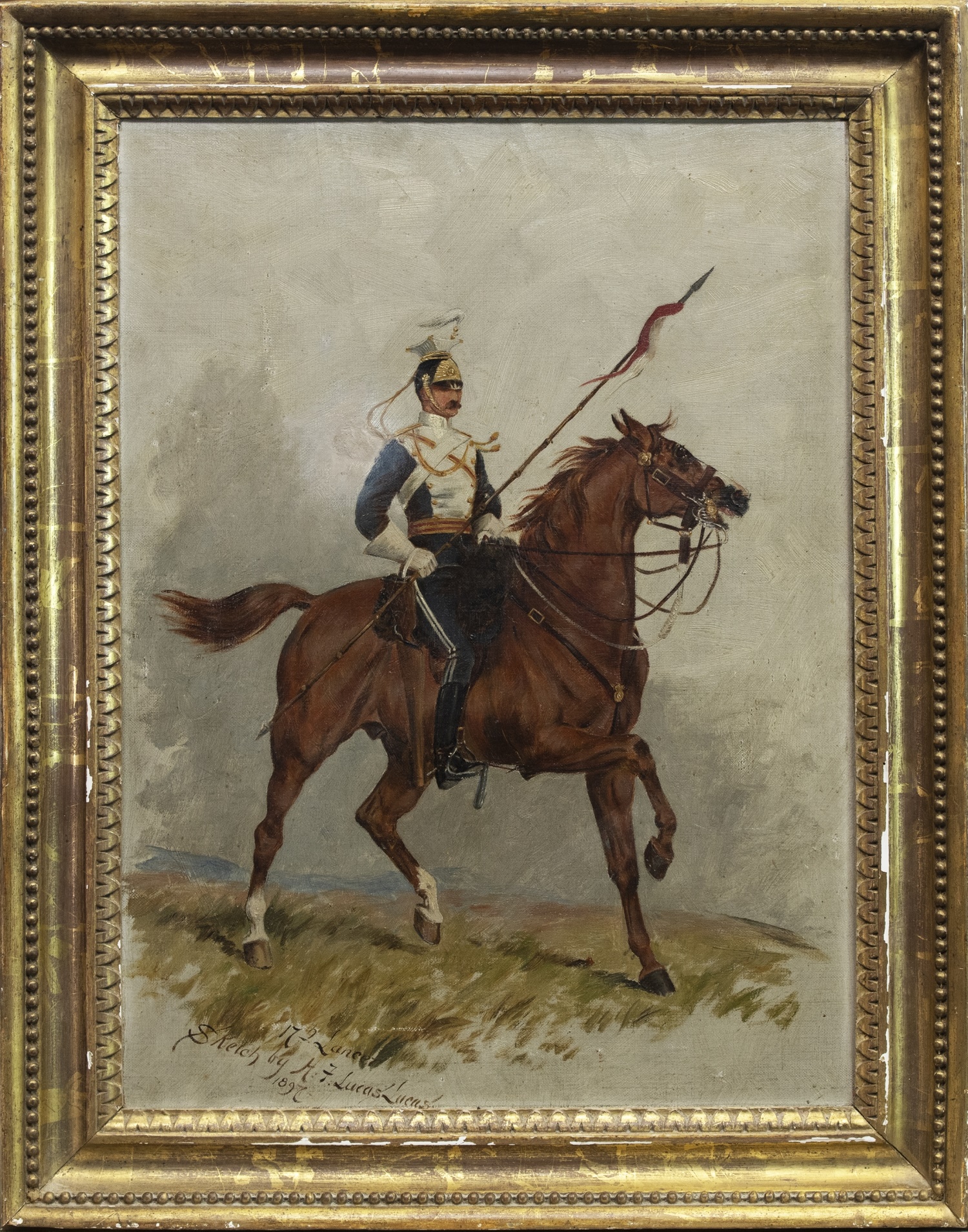 SKETCH OF A TROOPER 17TH LANCERS, AN OIL BY HENRY FREDERICK LUCAS LUCAS
