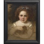 PORTRAIT OF A GIRL HOLDING A PUPPY, AN OIL ATTRIBUTED TO SIR GEORGE REID