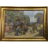 RURAL STREET SCENE, AN OIL BY CARL BUDTZ MOLLER