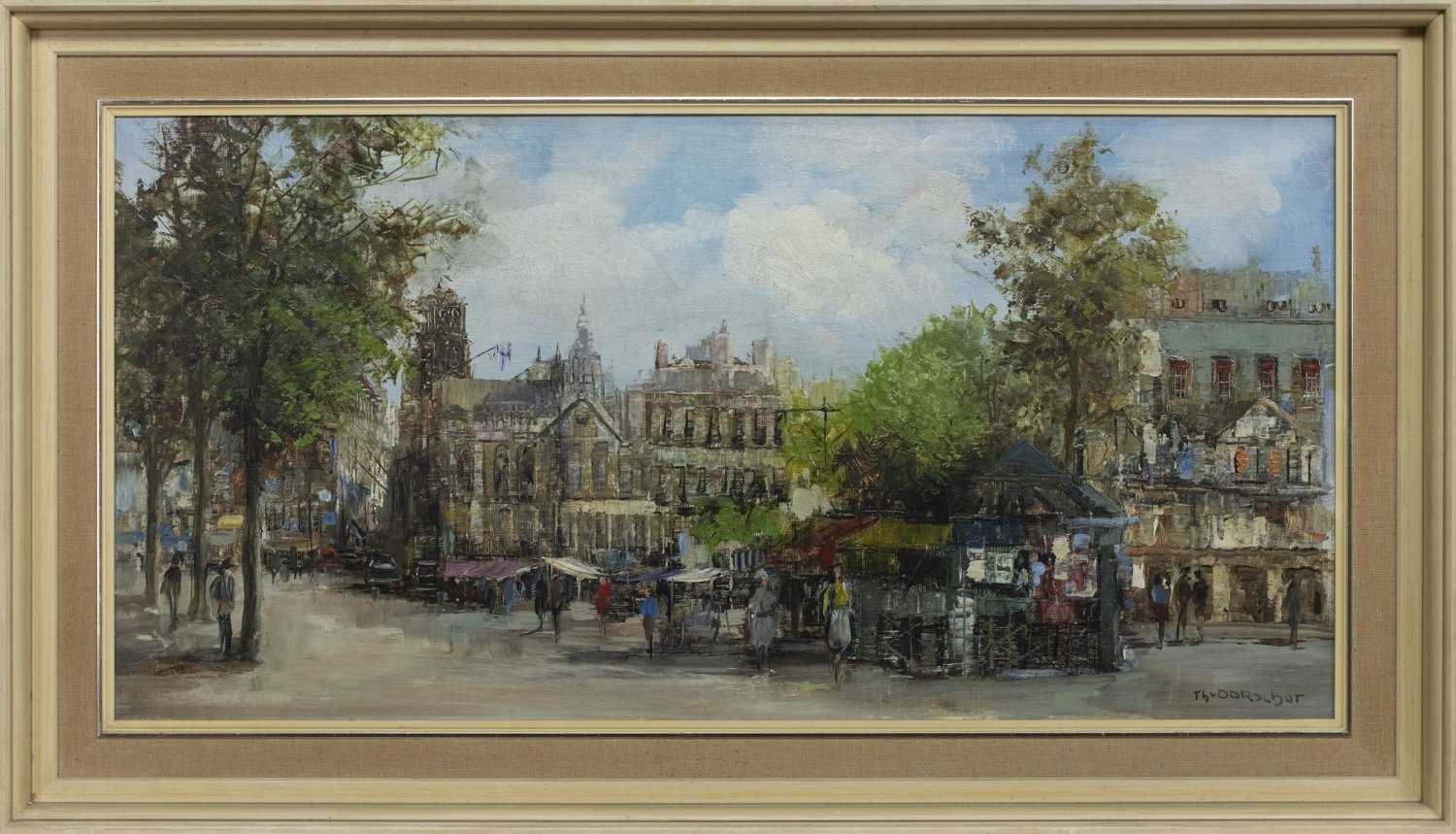 CATHEDRAL SQUARE, AN OIL BY THEO VAN OORSHOT