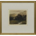 RIVER AND HILLS, A WATERCOLOUR BY GEORGE SYKES