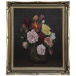 FLORAL STILL LIFE, AN OIL BY WILLIAM WRIGHT CAMPBELL