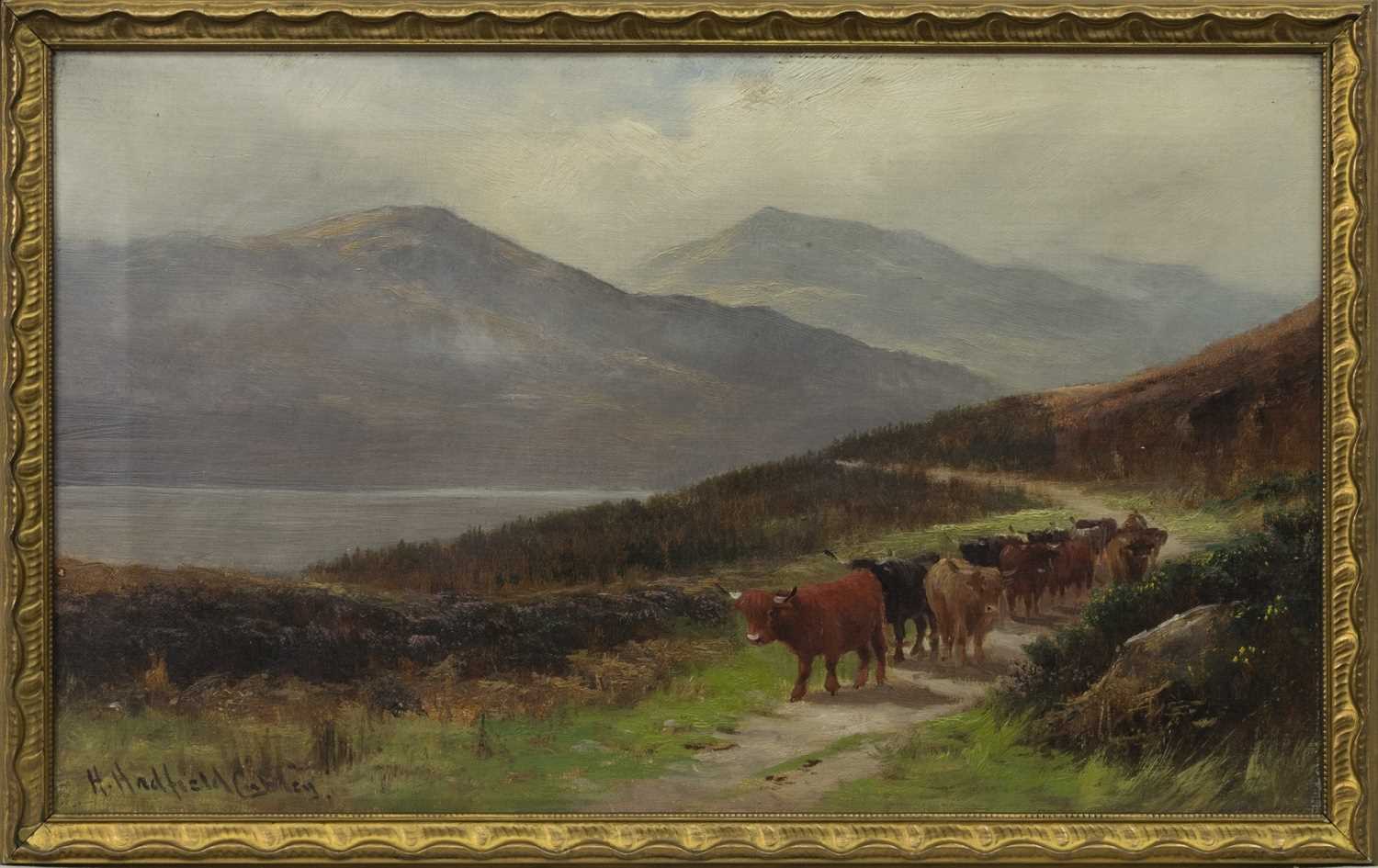 CATTLE IN THE SCOTTISH HIGHLANDS, A PAIR OF OILS BY HENRY HADFIELD CUBLEY - Image 2 of 2