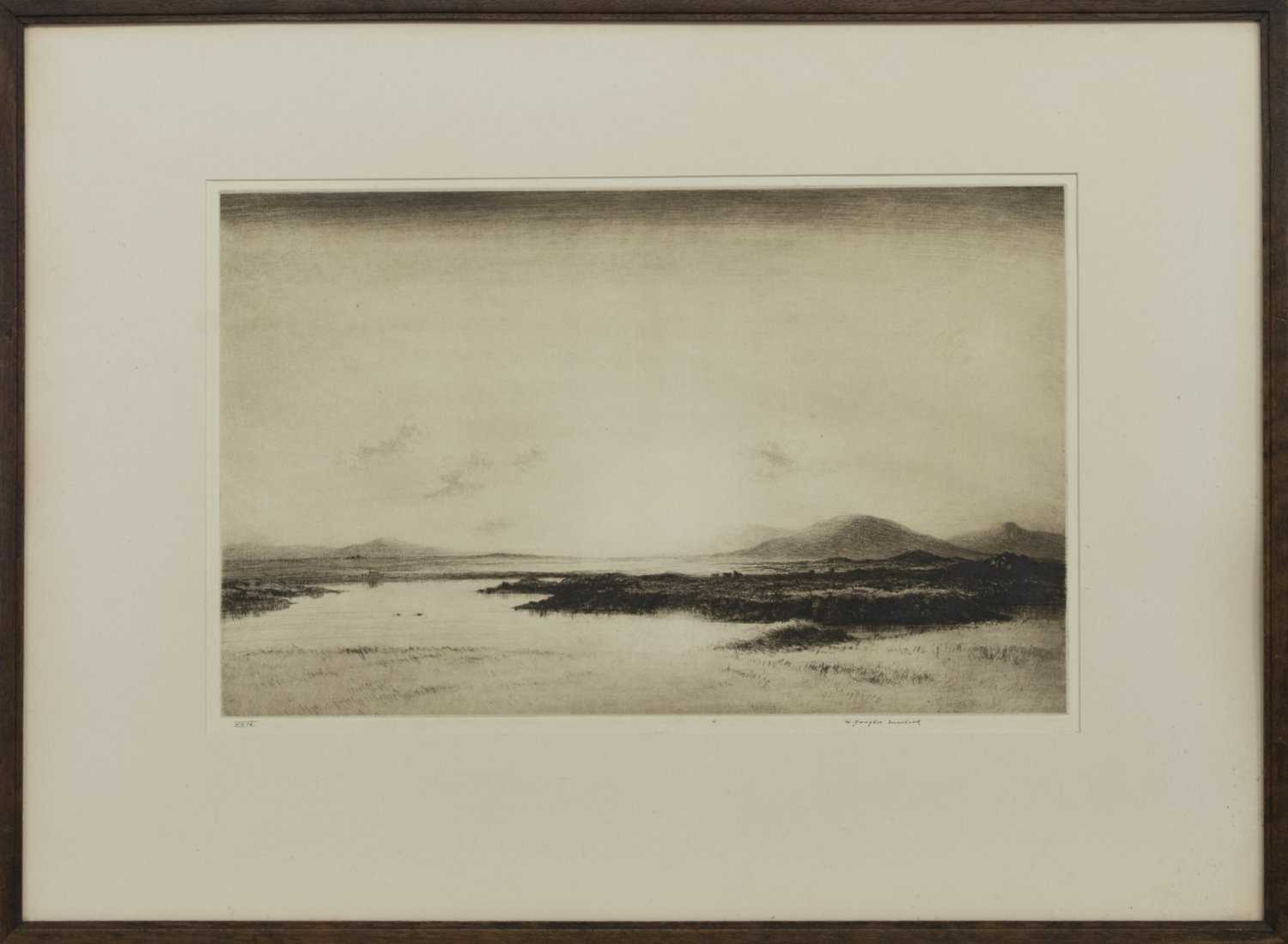 SUNSET, NORTH UIST, AN ETCHING BY WILLIAM DOUGLAS MACLEOD