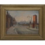 GLASGOW: SUNSET IN GOVAN ROAD, AN OIL BY PIERO SANSALVADORE