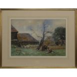 IN THE FARMYARD, A WATERCOLOUR BY SIR DAVID MURRAY