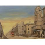 CROWN STREET, HUTCHINSONS GRAMMAR, AN OIL BY PETER ST CLAIR MERRIMAN