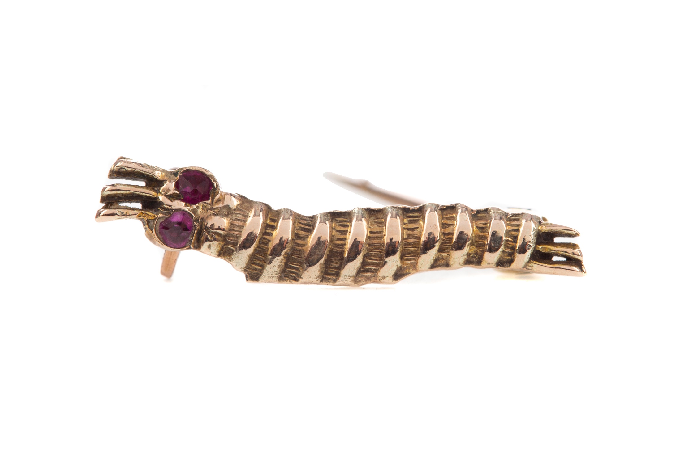 A RARE WWII 'CATERPILLAR CLUB' GOLD AND RUBY BROOCH