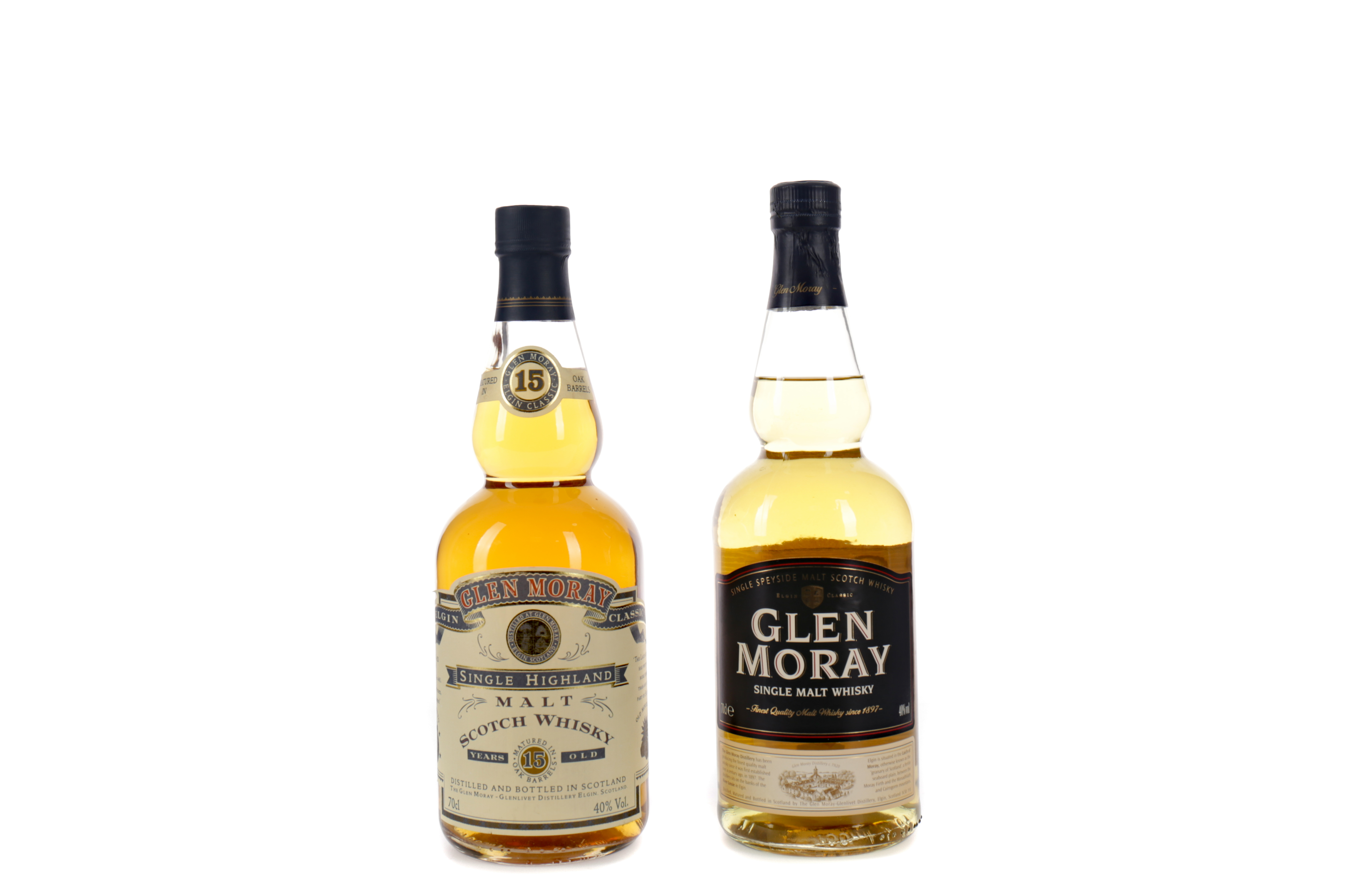 GLEN MORAY 15 YEARS OLD AND GLEN MORAY NAS