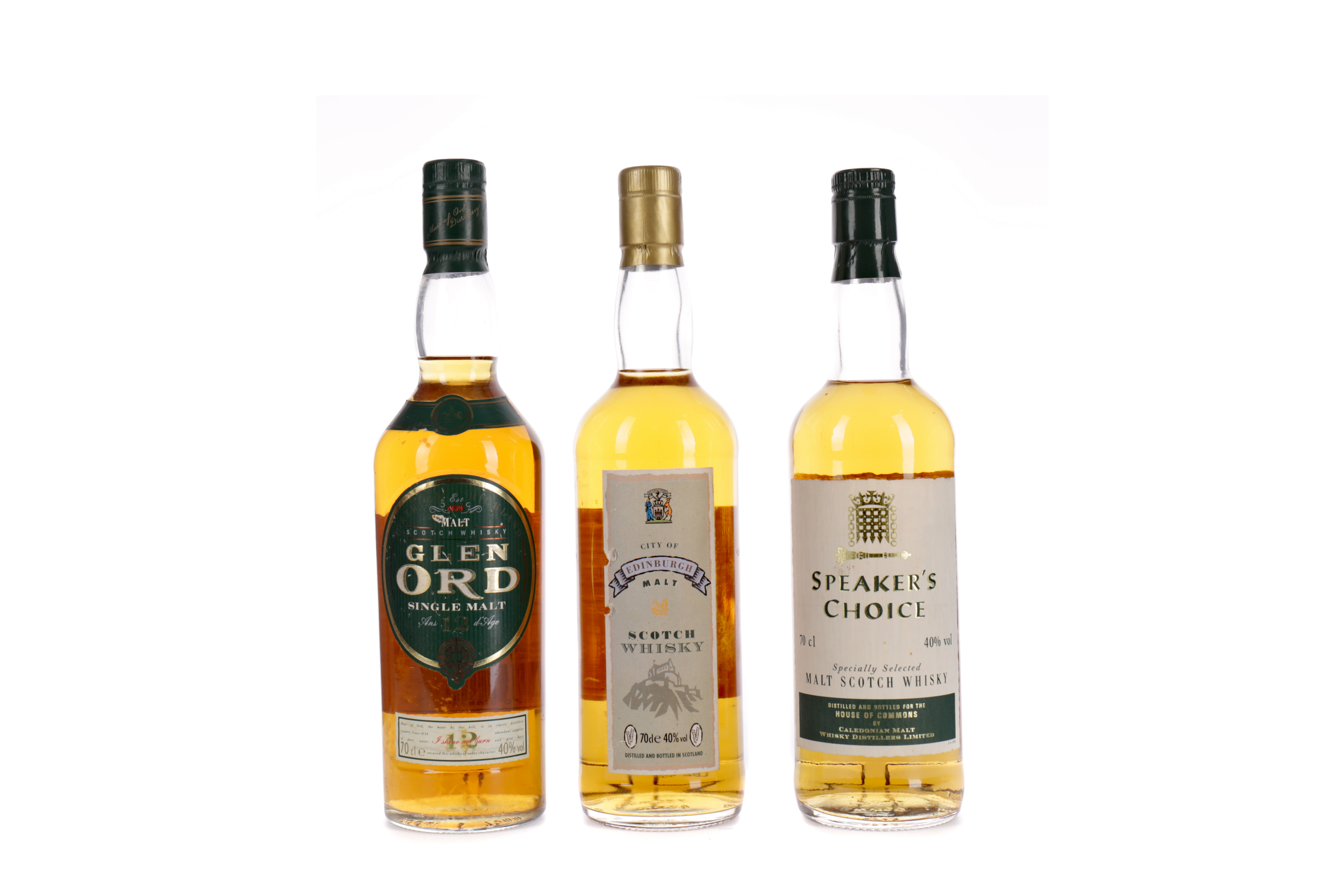 CITY OF EDINBURGH MALT, SPEAKER'S CHOICE AND GLEN ORD AGED 12 YEARS