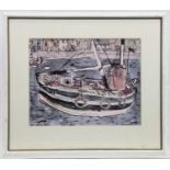 THE FISHING BOAT, A LITHOGRAPH BY SIR WILLIAM GILLIES