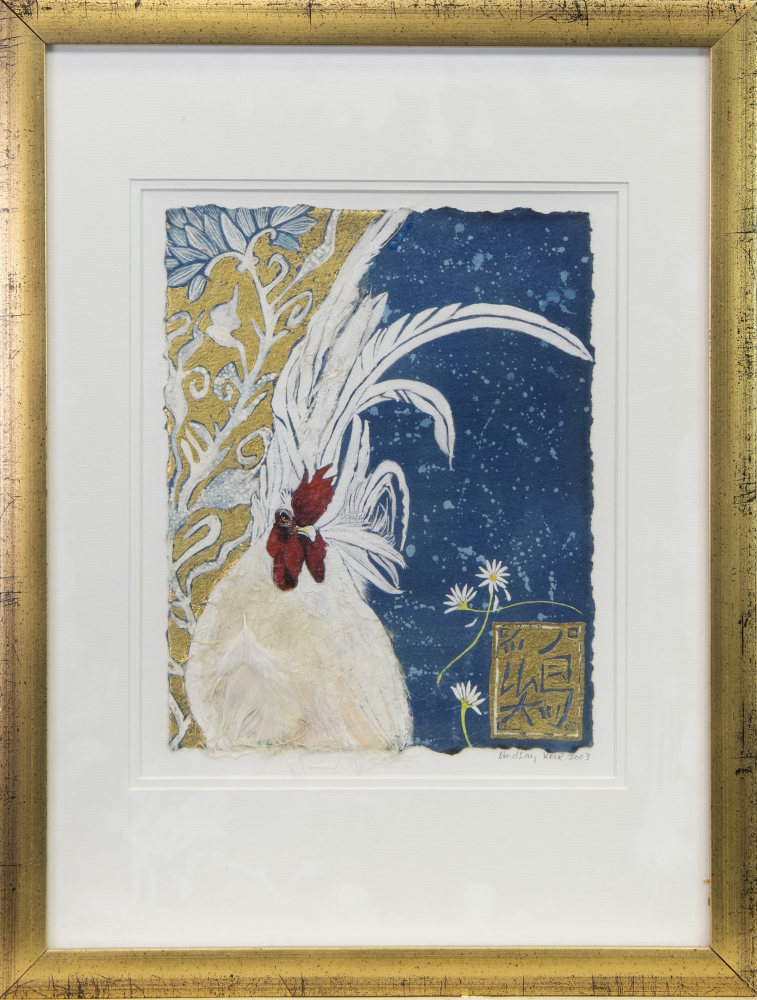 JAPANESE WHITE, A MIXED MEDIA AND GOLD LEAF BY LINDSAY J KEIR