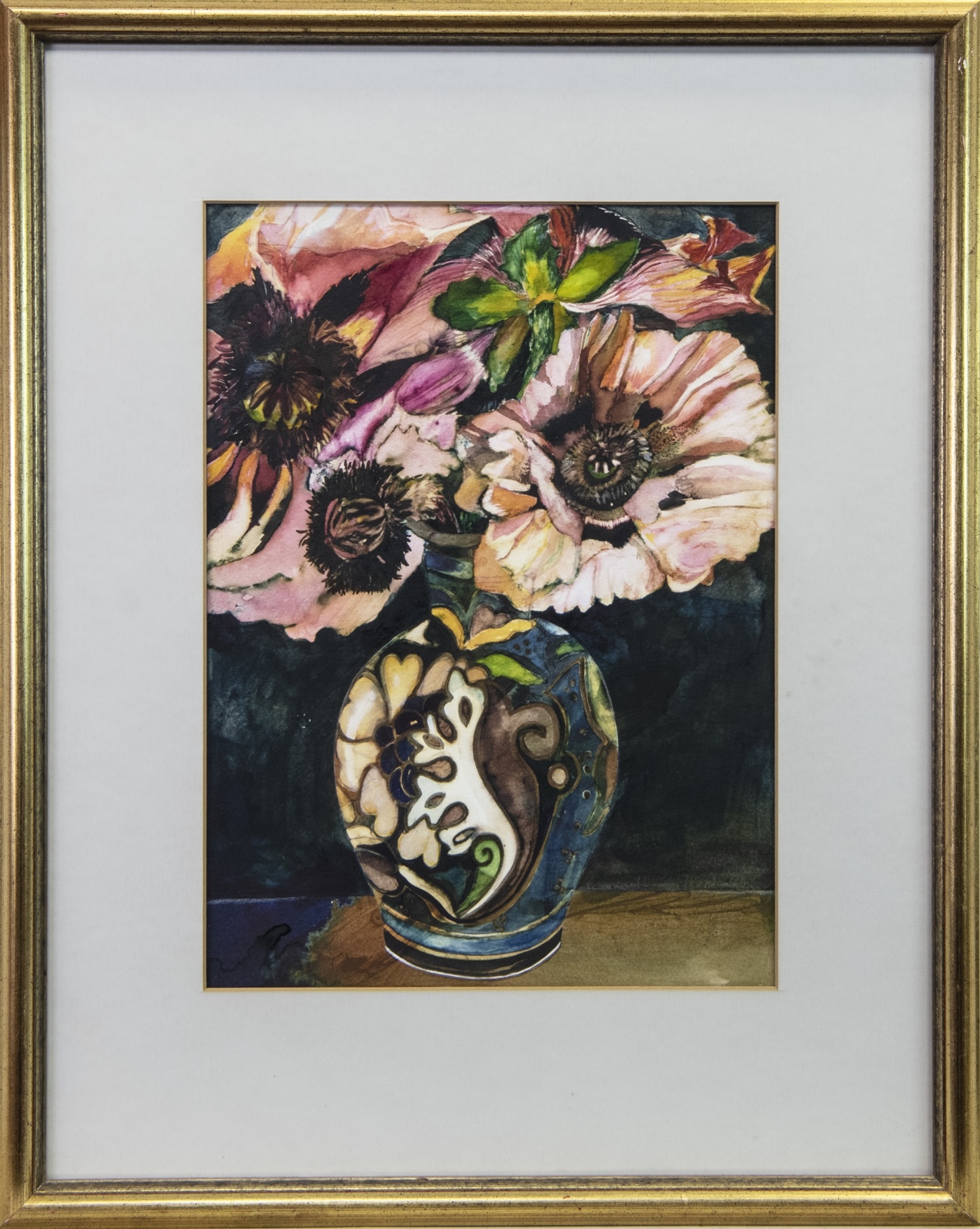 VASE WITH FLOWERS, A GOUACHE BY LINDSAY J KEIR