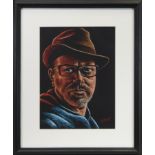 SELF PORTRAIT WITH GRANDFATHER'S HAT, A PASTEL BY GRAHAM MCKEAN