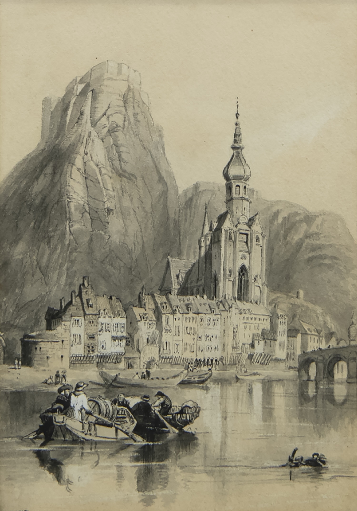 DINANT, A WATERCOLOUR ATTRIBUTED TO ADOLF ZIEGLER - Image 2 of 2