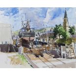 GIRVAN SHIPYARD, A WATERCOLOUR BY DOUGLAS LENNOX