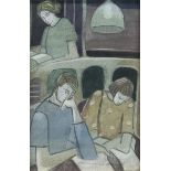 NIGHT AT THE LIBRARY, A WATERCOLOUR BY MADELEINE HAND