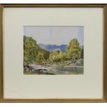 THE TUMMEL AT CLUNY MHOR, A WATERCOLOUR BY ALASTAIR A K DALLAS