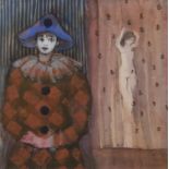 PIERROT AND NUDE, A WATERCOLOUR BY MARYSIA DONALDSON