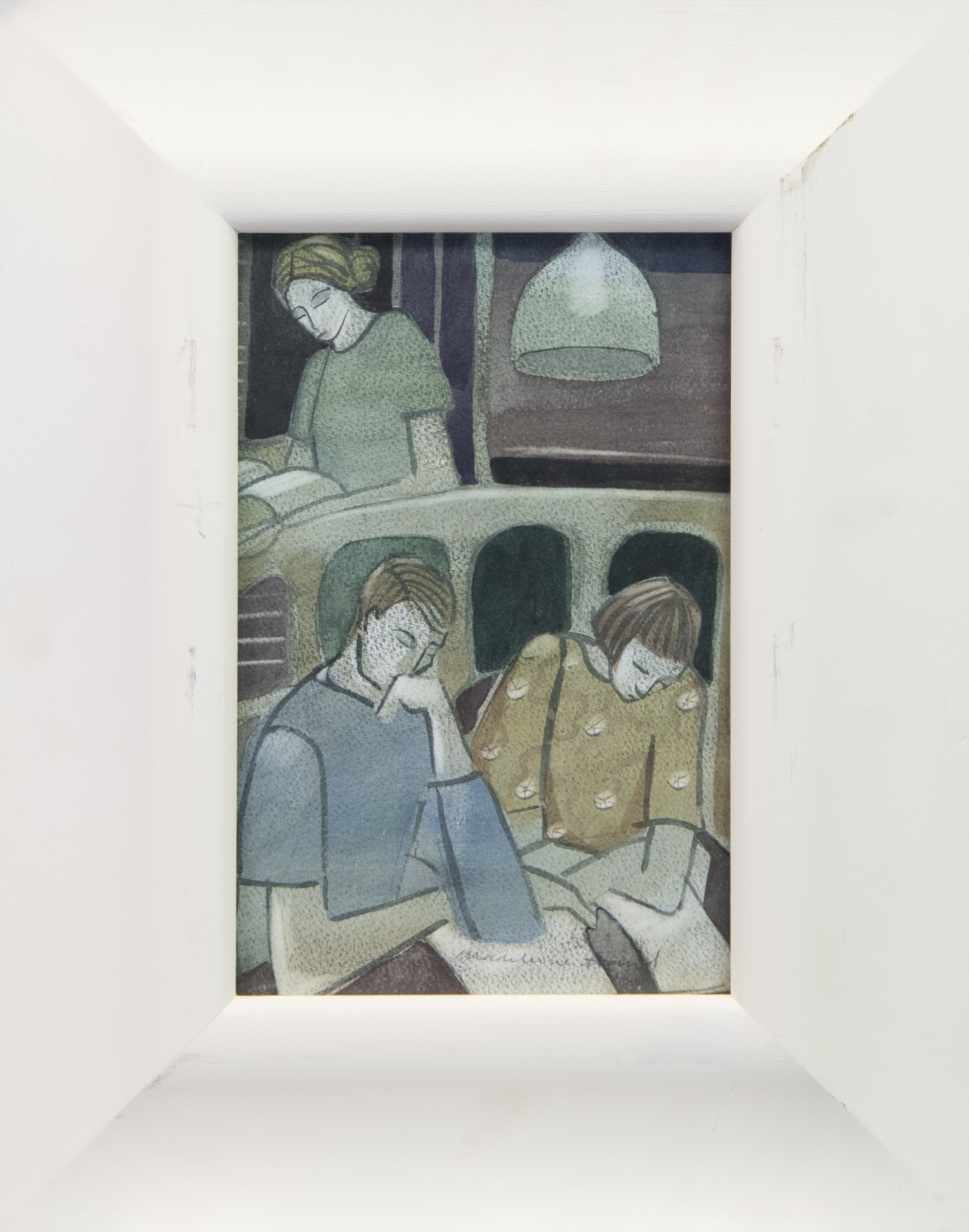 NIGHT AT THE LIBRARY, A WATERCOLOUR BY MADELEINE HAND - Image 2 of 2