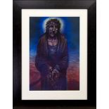 STUDY OF CHRIST - THE WAY TO CALVARY, A PASTEL BY PETER HOWSON