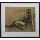 RECLINING NUDE, A CRAYON ON PAPER BY HUGH GERARD BYARS