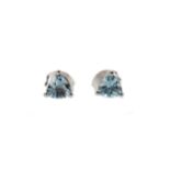 A PAIR OF AQUAMARINE STUD EARRINGS