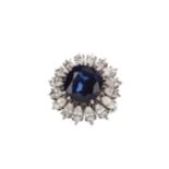 A GIA CERTIFICATED SAPPHIRE AND DIAMOND RING