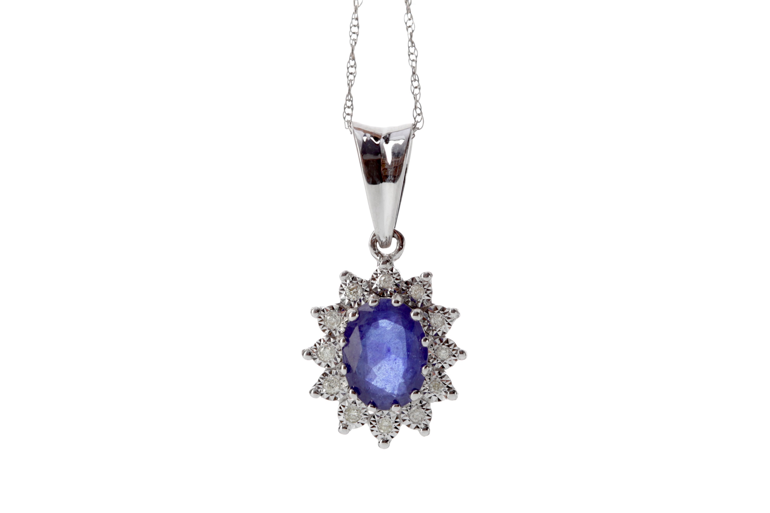 A SAPPHIRE AND DIAMOND PENDANT