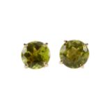 A PAIR OF PERIDOT STUD EARRINGS