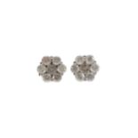 A PAIR OF DIAMOND CLUSTER EARRINGS