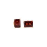 A PAIR OF GARNET STUD EARRINGS