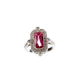 A RUBY AND DIAMOND RING