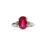 A RUBY AND DIAMOND RING