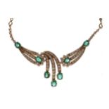 GREEN GEM SET AND DIAMOND NECKLET