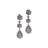 A PAIR OF DIAMOND DROP EARRINGS