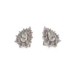 A PAIR OF DIAMOND CLUSTER EARRINGS