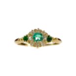 AN EMERALD AND DIAMOND RING