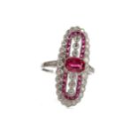 A RUBY, SPINEL AND DIAMOND RING