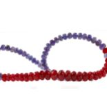 A RUBY AND TANZANITE BEAD NECKLACE
