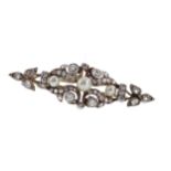 A PEARL AND DIAMOND BROOCH