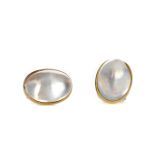 A PAIR OF MOONSTONE STUD EARRINGS