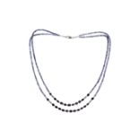 A TANZANITE AND SAPPHIRE BEAD NECKLACE