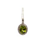 A PERIDOT AND DIAMOND PENDANT